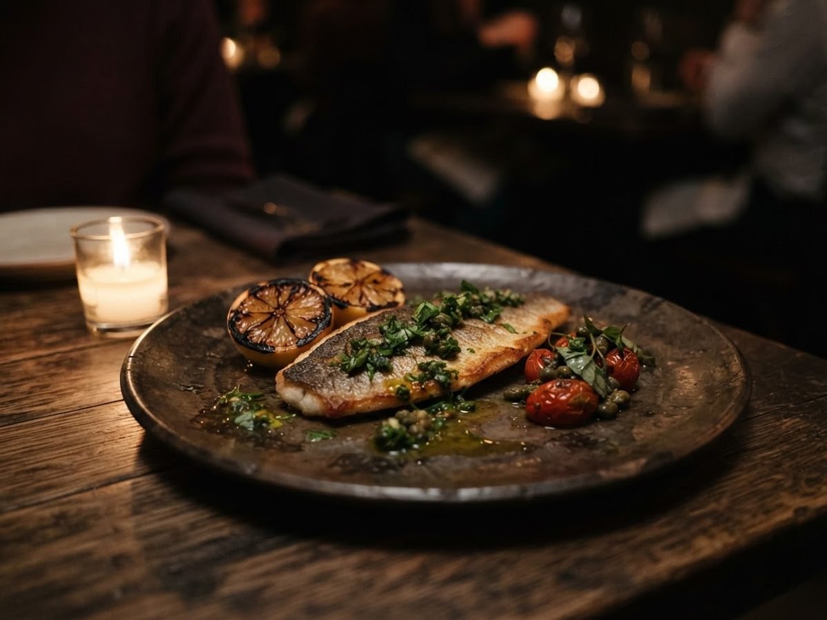 Pan-seared branzino